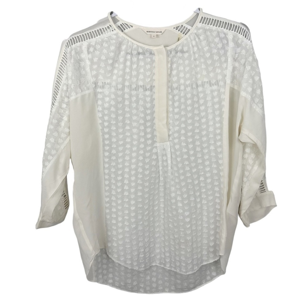 Rebecca Taylor Ivory Silk Blend Dotted Blouse